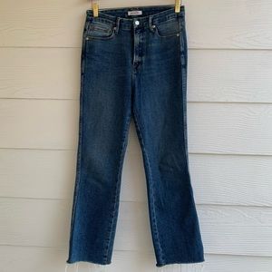 Good American Good Curve Jeans Size 4/27 Medium Wash Raw Hem High Waist